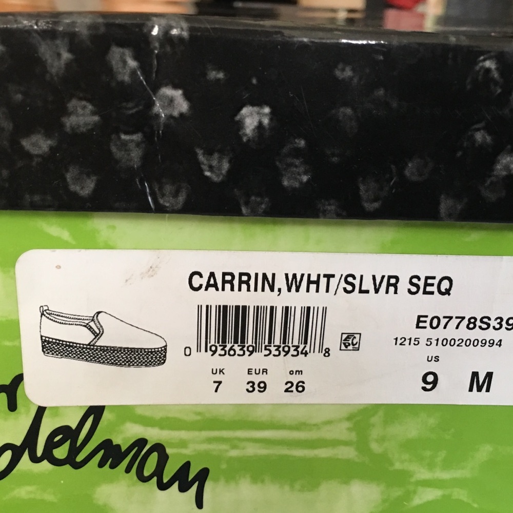 Sam Edelman carrin wht/silver platform sneakers.